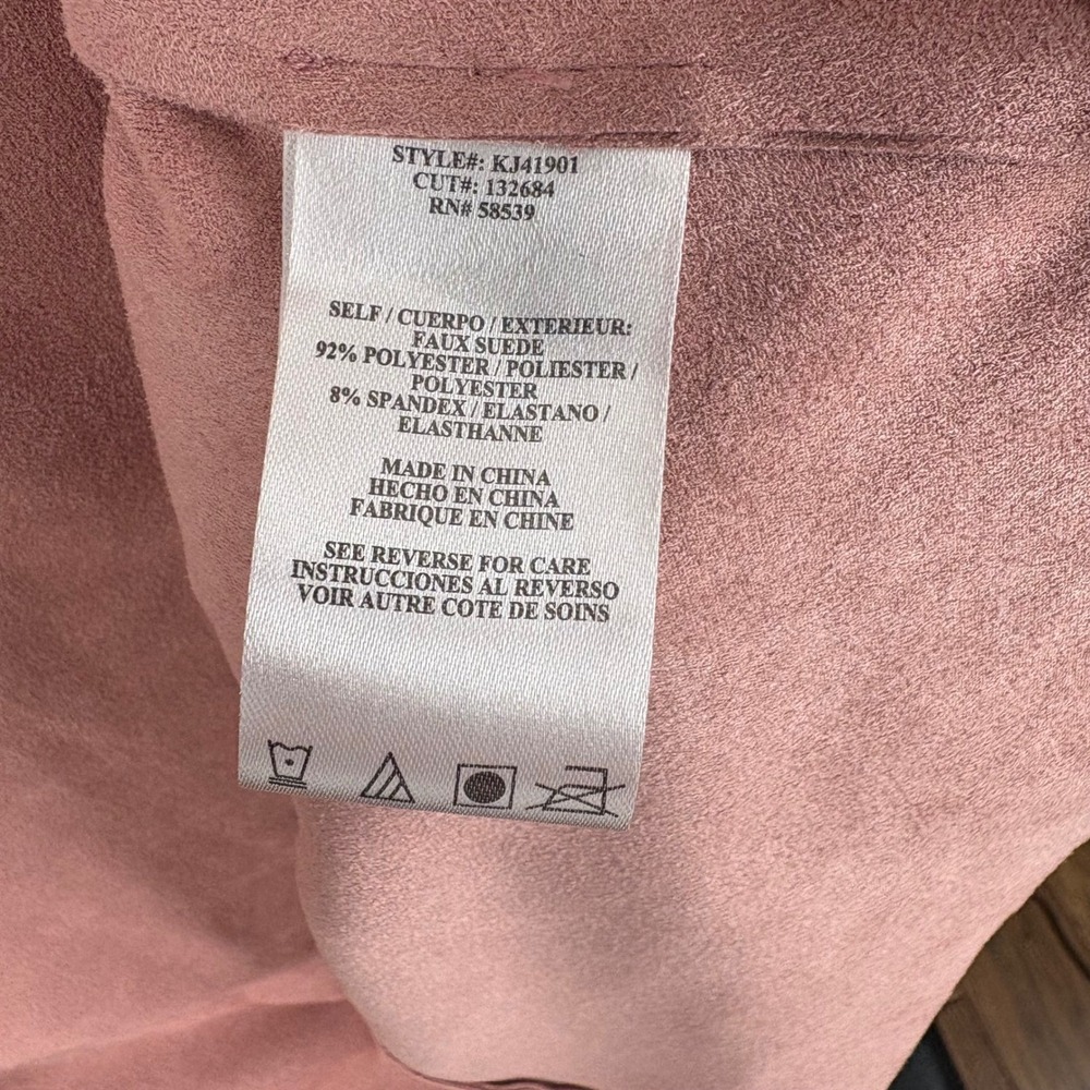 KUT From The Kloth Pink Faux Suede Drape Open Front Cardigan Oversized Jacket M - Picture 8 of 11